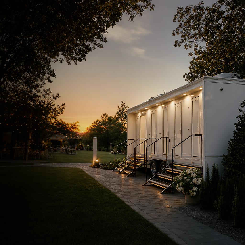 Luxury restroom trailer prepared for a New Jersey wedding