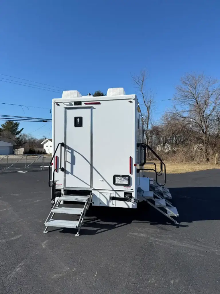 Trailer restroom front door