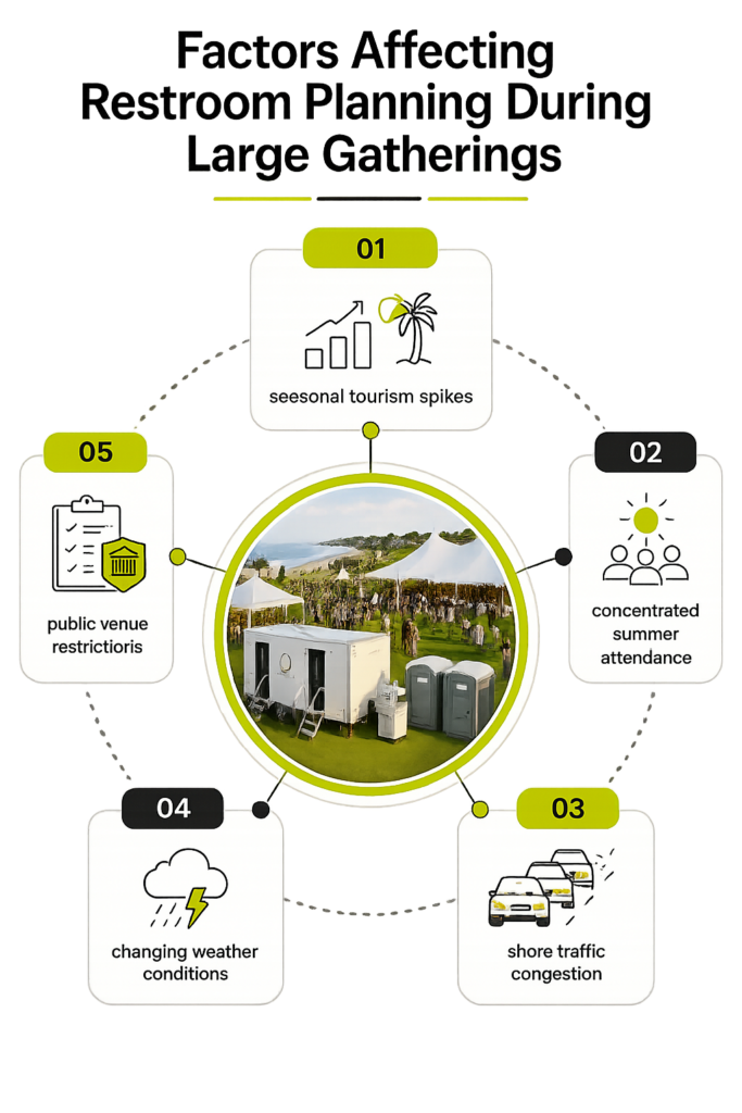 Common restroom planning challenges for outdoor events and summer gatherings.